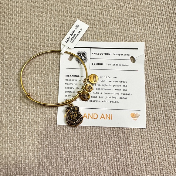 NWT Alex And Ani Law Enforcement Police Gold Bangle Bracelet - Picture 2 of 4